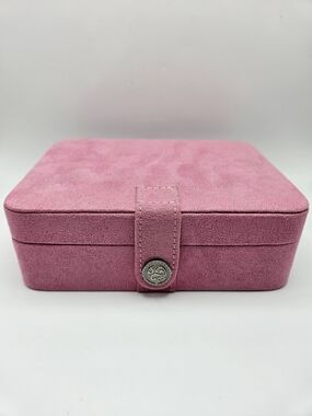 Mele & Co Pink Faux Suede Jewelry Two Tier Vanity Travel Case Organizer